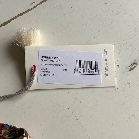 NWT Johnny Was Indi Flower 3/4 Sleeve Henley Shirt Top Small - Picture 9 of 9